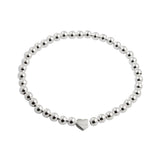 S925 Sterling Silver Love Heart Silver Bead Bracelet - Dazpy