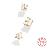 Women's Fashion Sterling Silver Geometric Colored Diamond Stud Earrings - Dazpy