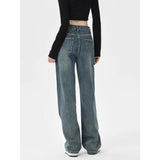 Schicke Vintage Distressed High-Waist Straight Leg Damenjeans