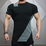 Camiseta deportiva de manga corta para hombre con corte ajustado y musculoso