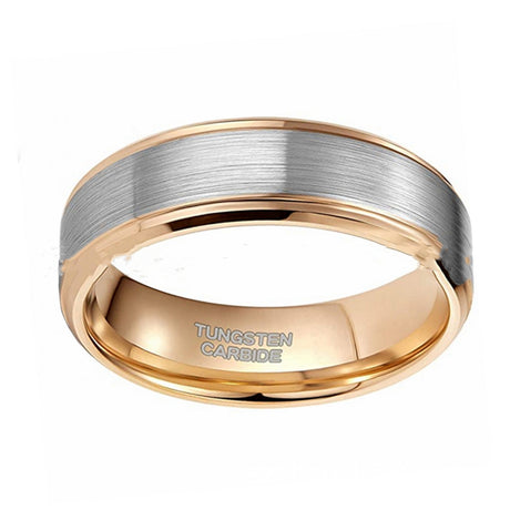 Men's 6mm Wide Rose Gold Lasha Tungsten Ring - Dazpy