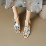 Chic Sheepskin Round Toe Sandals with Chunky Heel and Hollow Out Design