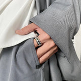 Black And White Checkerboard Ring Made Of Titanium Steel - Dazpy