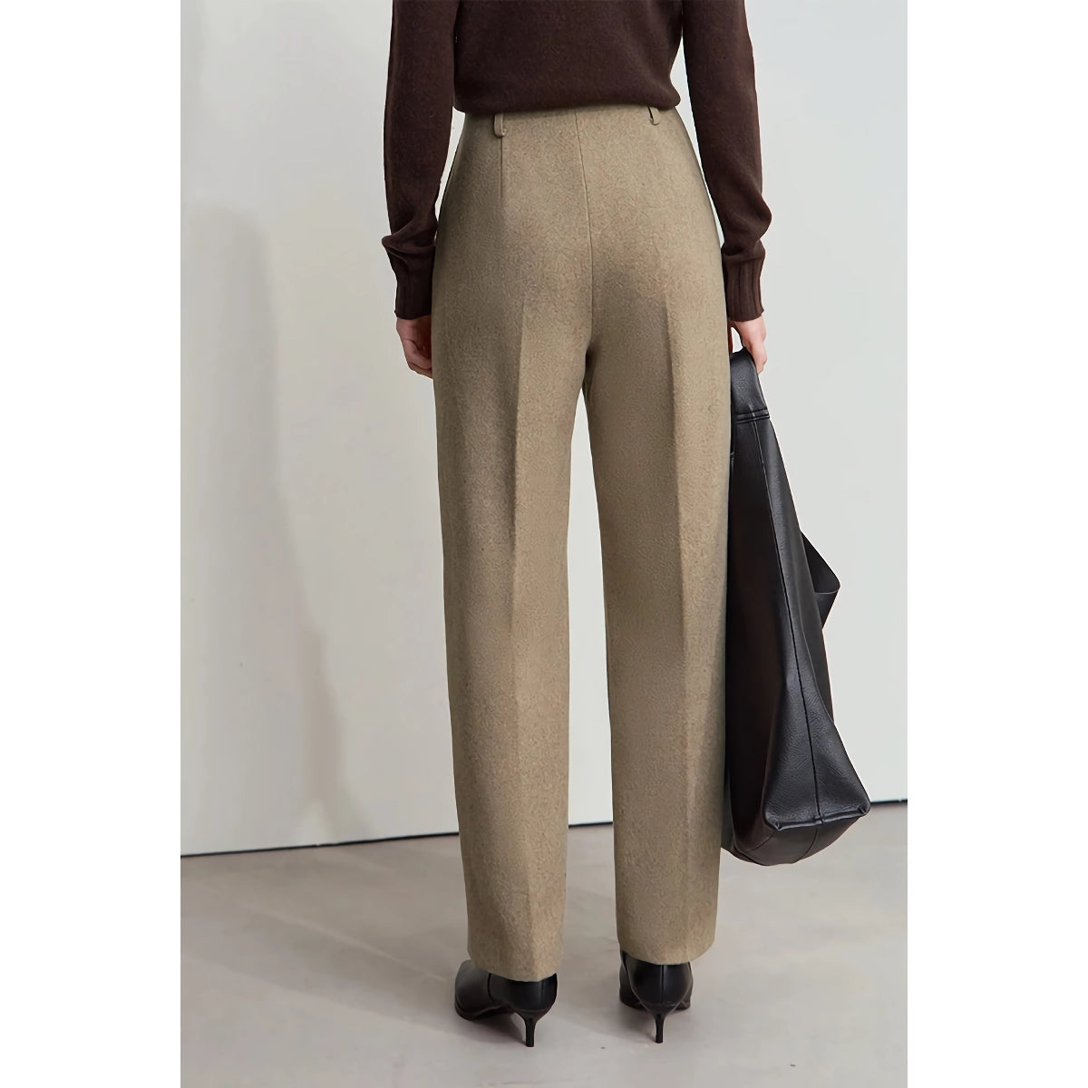 Pantalones elegantes de lana ajustados para mujer: perfectos para ir al trabajo