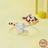 S925 Sterling Silver Red Lucky Koi Ring - Dazpy