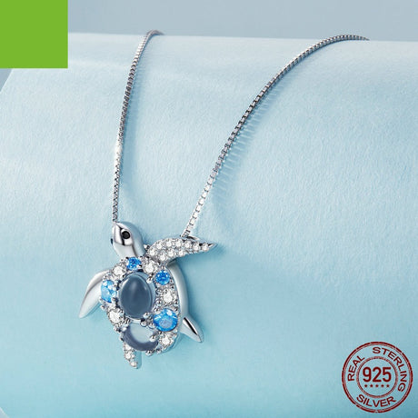 New S925 Silver Turtle Necklace Female - Dazpy