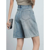 Knielange Jeansshorts mit hoher Taille für Damen