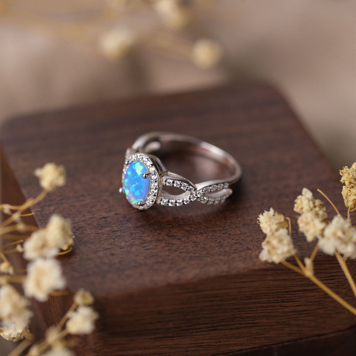 S925 Silver Egg-shaped Opal Ring - Dazpy