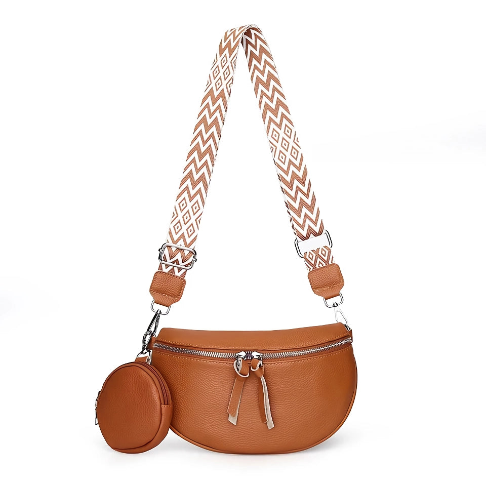 Bolso bandolera de cuero de vaca de lujo para mujer con monedero