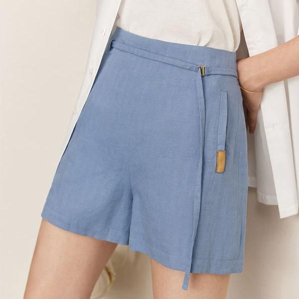 Elegant Cotton Linen Casual Shorts for Women