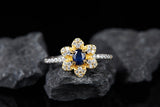 Colored Gems Jewelry S925 Sterling Silver Inlaid Natural Sapphire Ring - Dazpy