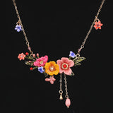 Enamel Colored Three-dimensional Flower Sweet Female Necklace - Dazpy