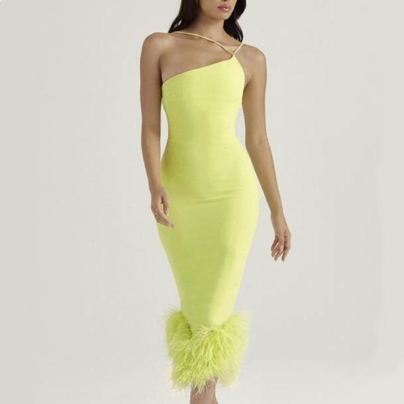 Elegant Feather Midi Dress