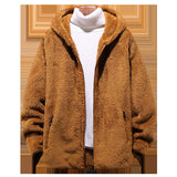 Nueva chaqueta con capucha de polar de grano informal de gran tamaño para hombre