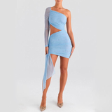 Chic Backless Mini Dress with Mesh Overlay