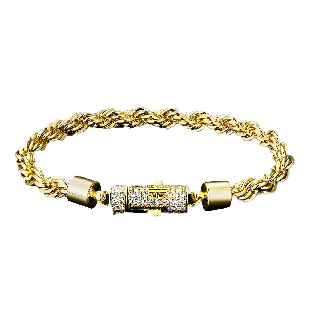 6mm Trendy Simple Gold Twist Chain Bracelet - Dazpy