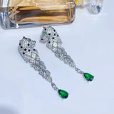 Vintage Green Gem Earrings With Diamonds - Dazpy