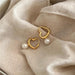 Women's 925 Sterling Silver Pearl Heart Earrings - Dazpy