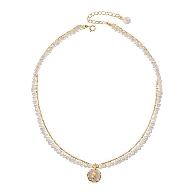 Elegant All-match Rose Flower Double Layer Necklace - Dazpy