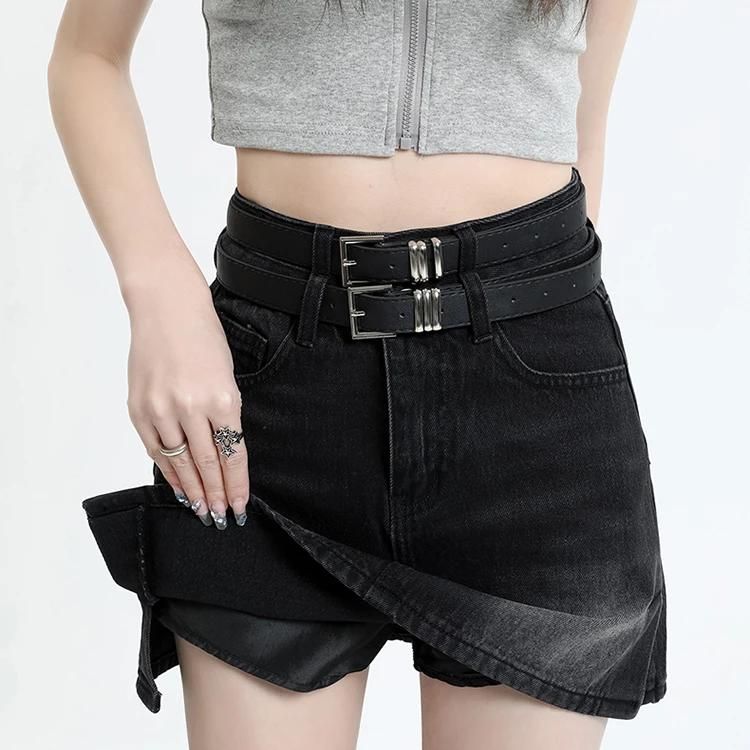 Schicker High Waist Denim Minirock mit Gürtel