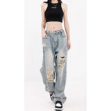 Schicke Streetwear Gradient Washed Jeans mit weitem Beindesign