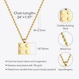 Square Building Block Pendant New Year Gift Necklace - Dazpy