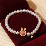 Single-ring Freshwater Pearl Strand With Rabbit Accessory - Dazpy