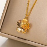 Elegant Floral Stainless Steel Necklace for Women