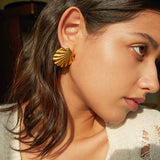 Chic Gold Plated Shell Earrings