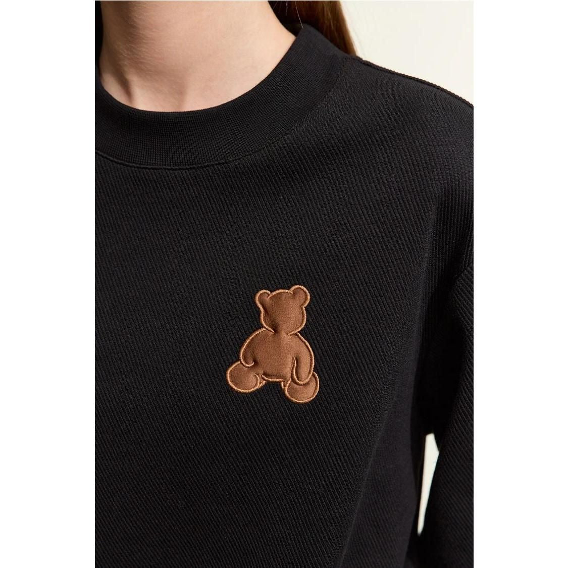 Sudadera con capucha informal con apliques de oso de primavera para mujer