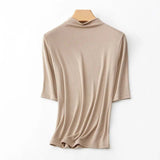 Mock Neck Wool Blend T-Shirt