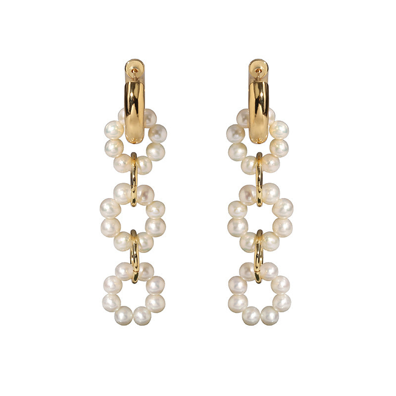 Vintage Pearl Circle Buckle Earrings - Dazpy