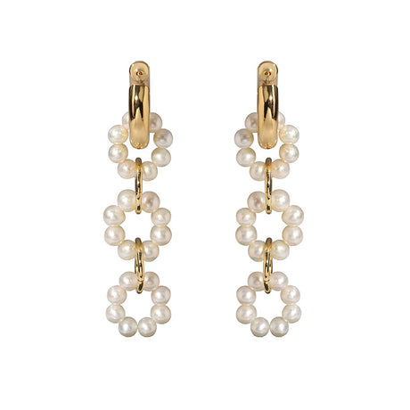 Vintage Pearl Circle Buckle Earrings - Dazpy