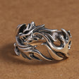 925 Sterling Silver Ornament Men's Personality Hollow Out Dragon Open Ring Thai Silver Retro Hipster Ring - Dazpy