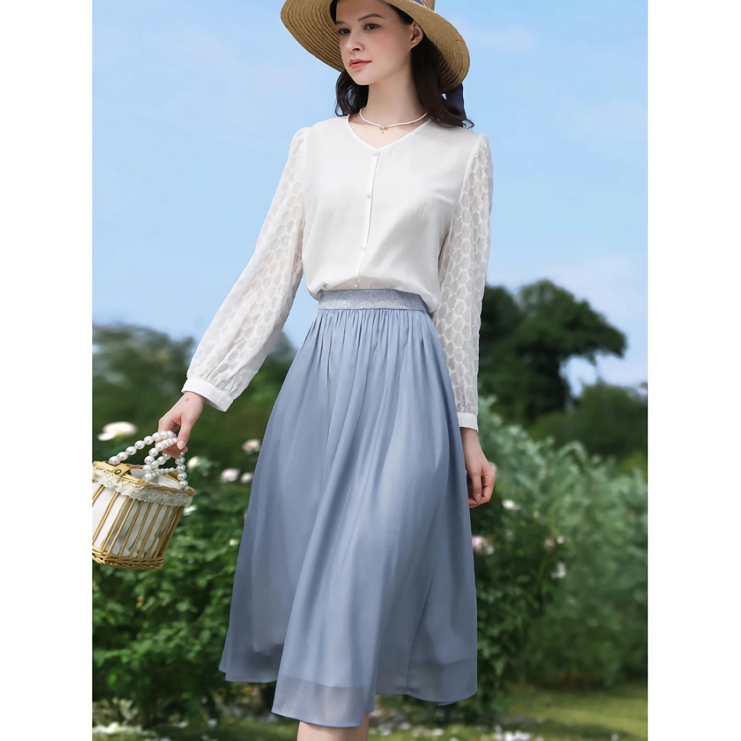 Summer Elegant Mid-Calf Chiffon Skirt