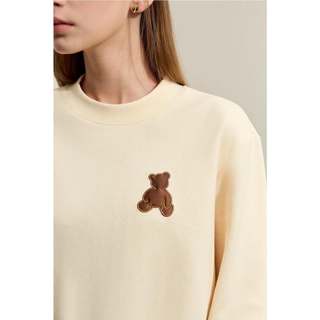 Sudadera con capucha informal con apliques de oso de primavera para mujer