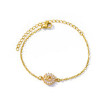 Goldfarbenes Edelstahl-Sonnenblumen-Charm-Armband - Luxuriöses Hochzeits- und Party-Schmuckgeschenk