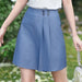 Plissierter Skort mit hoher Taille und weitem Bein