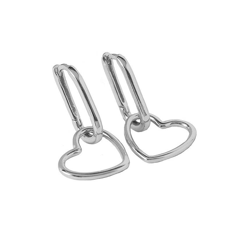 S925 Sterling Silver One Two Wear Heart-shaped Ear Buckle - Dazpy