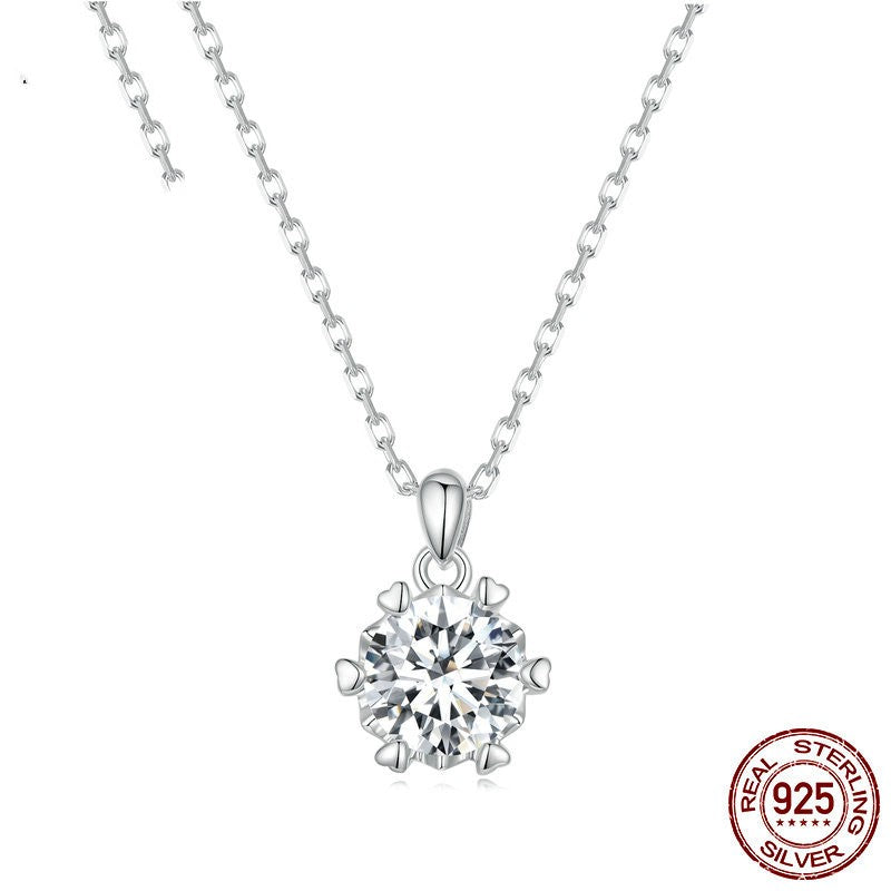 S925 Sparkling Hexagonal Moissanite  Necklace White Gold Plated Luxury - Dazpy