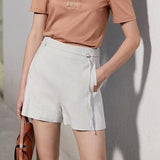 Elegant Cotton Linen Casual Shorts for Women