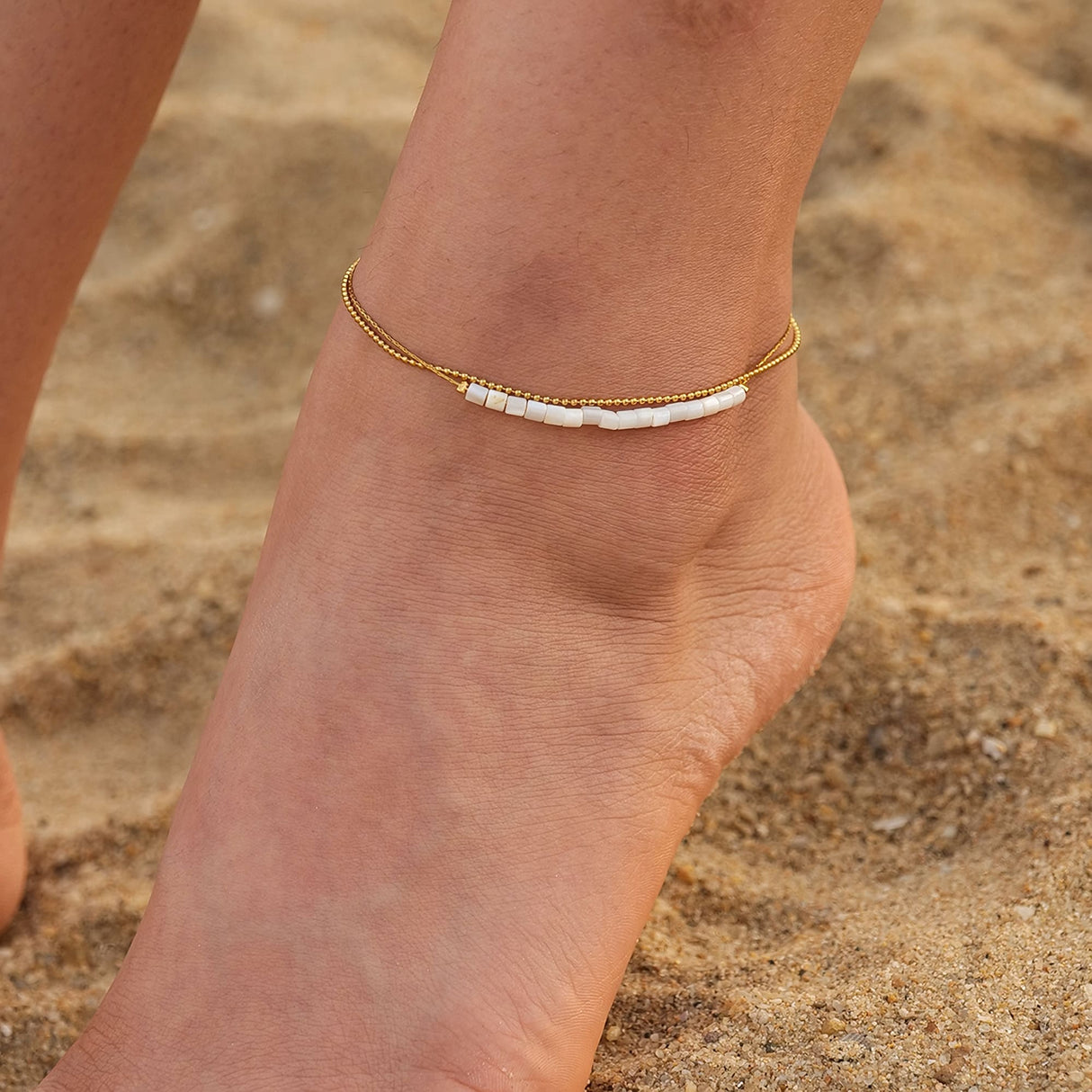 Bohemian Stainless Steel Beaded Anklet