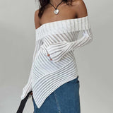 Elegant Off-shoulder Backless White Tee