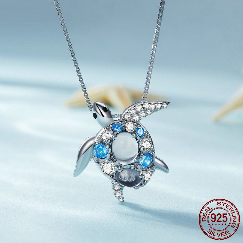 New S925 Silver Turtle Necklace Female - Dazpy