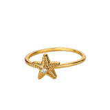 Anillo de estrella de mar con circonitas para mujer