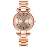 Exquisito reloj de cuarzo para mujer en acero inoxidable y oro rosa