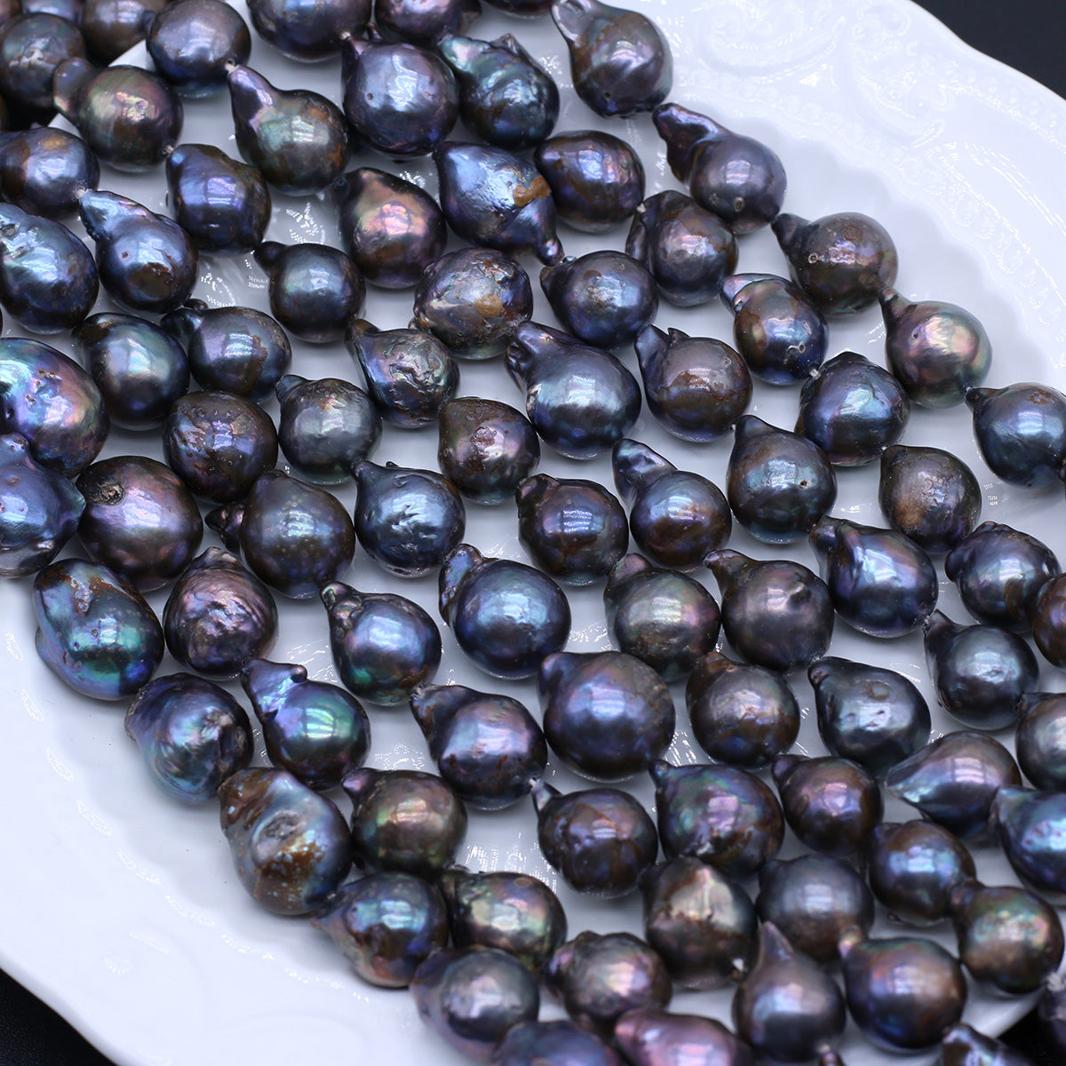 Natural Fresh Water Pearl Black Irregular Round 12-13mm - Dazpy