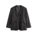 Blazer de oficina con cuello con muescas en color gris oscuro para mujer