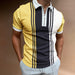 Men's POLO Lapel Striped Plaid Short Sleeve T-Shirt