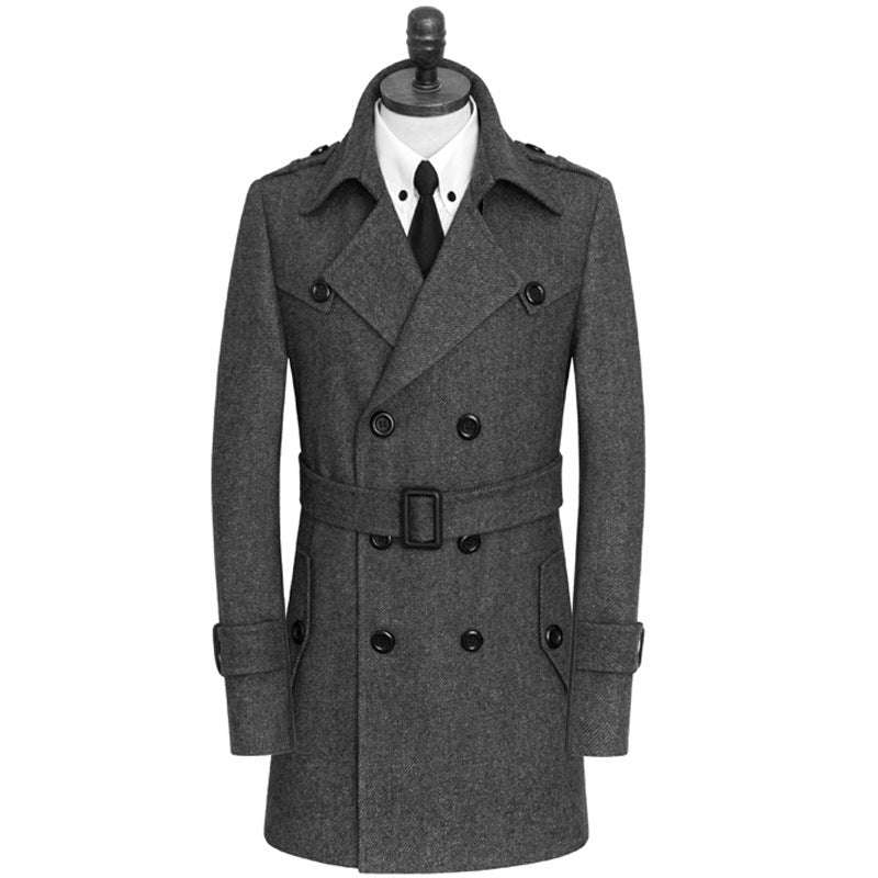 Young And Middle-aged Cashmere Coat Fat Casual Tweed Trench Coat Loose